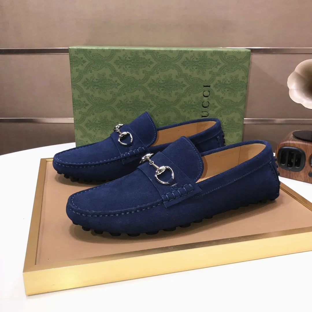 Men's Men's Shoes💰420💰[Gucci GUCCI] (High-end Niuli) New 🍀Gucci*-Gucci Peas Shoes! Made of imported original cowhide, the inner top layer is comfortable cowhide lining! Original wear-resistant rubber outsole! High quality products! Code number 38-44!